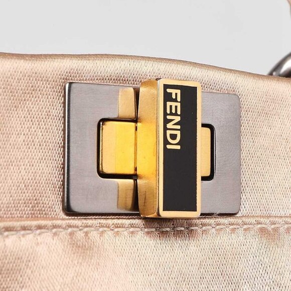 Fendi Beige Satin and Snakeskin Mini Peekaboo Satchel Bag - 8BN227 - Picture 6 of 12